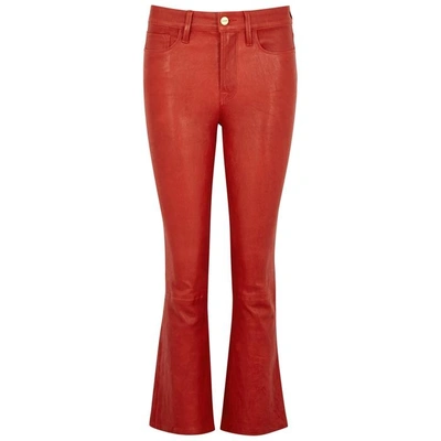 Shop Frame Le Crop Burgundy Leather Trousers In Copper