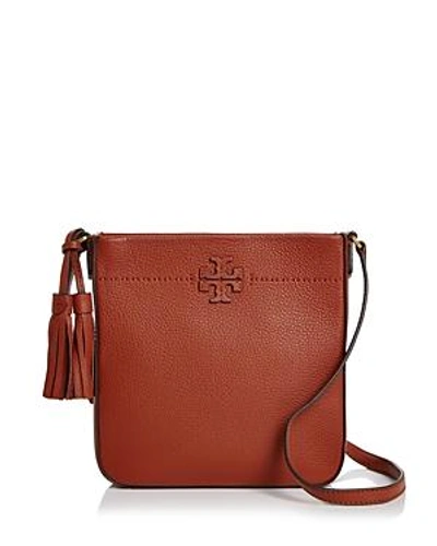 Shop Tory Burch Mcgraw Leather Swingpack In Desert Spice/gold