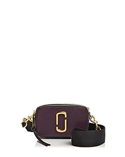 Shop Marc Jacobs Snapshot Saffiano-leather Crossbody In Grape Multi/gold