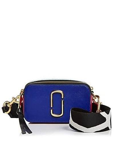 Shop Marc Jacobs Snapshot Leather Camera Bag In Academy Blue/gold