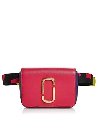 Shop Marc Jacobs Hip Shot Leather Convertible Belt Bag In Peony Multi/gold