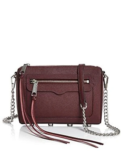 Shop Rebecca Minkoff Avery Leather Crossbody In Bordeaux Red/silver