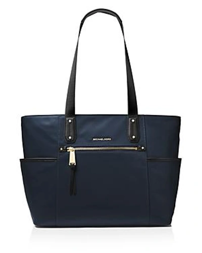 Shop Michael Michael Kors Polly Large Nylon Tote In Admiral Navy/gold