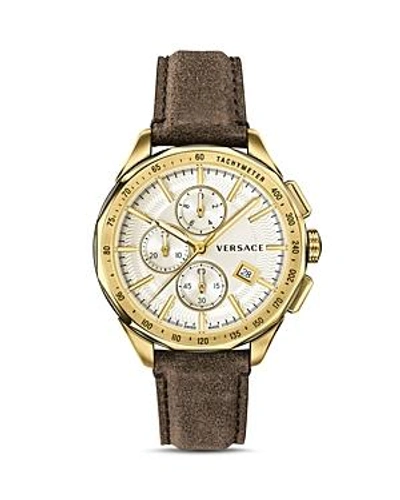 Shop Versace Collection Glaze Watch, 44mm In White/brown