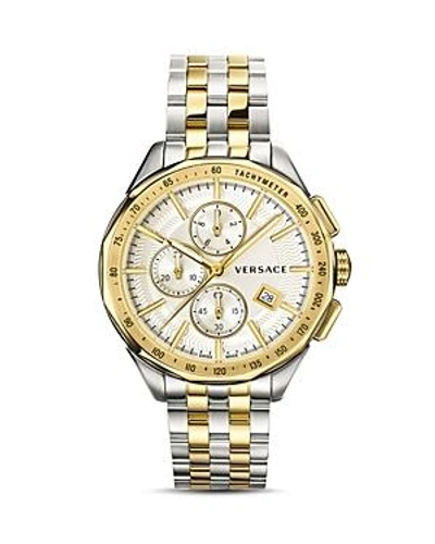 Shop Versace Collection Glaze Two-tone Bracelet Watch, 44mm In White/multi