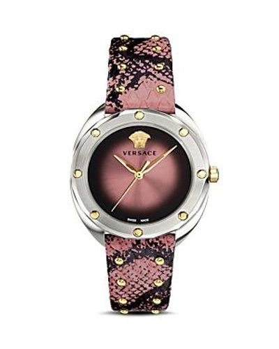 Shop Versace Shadov Rose Snakeskin Watch, 38mm In Purple