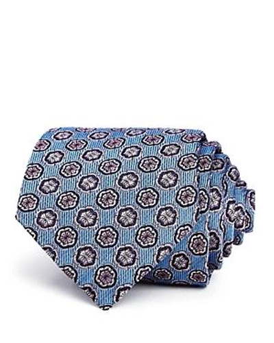 Shop Turnbull & Asser Floret-medallion Silk Classic Tie In Blue Pin