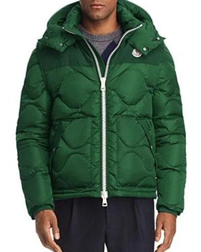 Shop Moncler Arles Hooded Diamond-quilted Convertible Down Jacket In Bottle Green