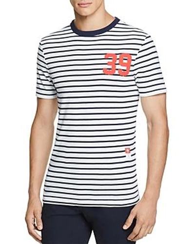 Shop G-star Raw Cool Rib Striped Graphic Tee In White / Sartho Blue