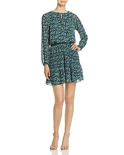Shop Michael Michael Kors Paisley-print Mini Dress In True Navy/jewel Green