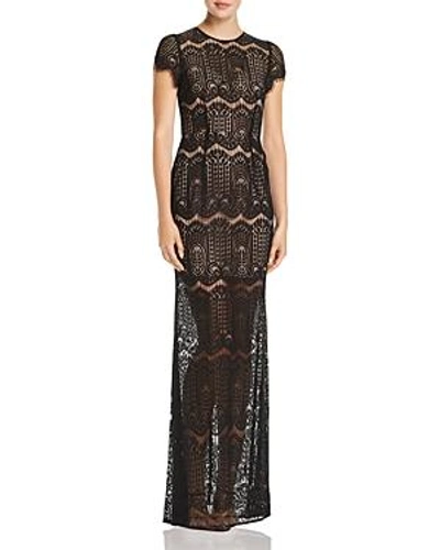 Shop Aijek Lace Cap Sleeve Illusion Maxi Dress - 100% Exclusive In Black