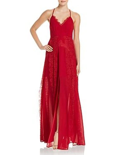Shop Aijek Chiffon Strappy Open-back Maxi Dress - 100% Exclusive In Red