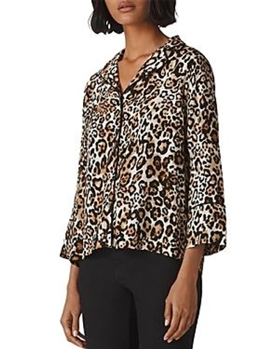 Shop Whistles Animal Print Pajama-style Shirt In Leopard Print