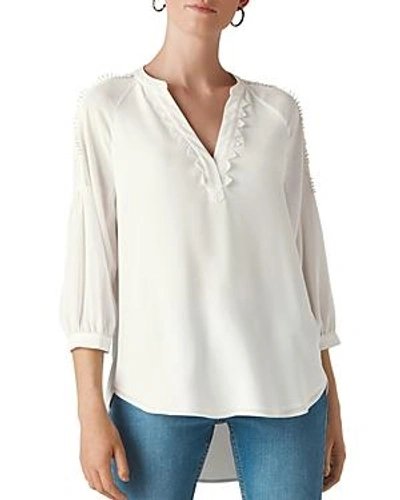 Shop Whistles Lace-trimmed Top In Ivory
