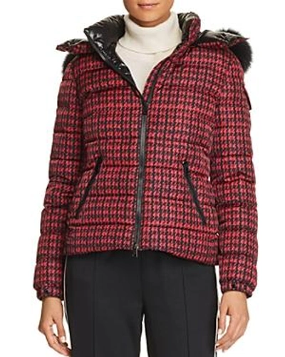 Shop Moncler Bady Fur Printed Jacket In Red/black