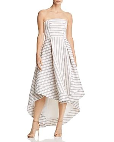 Shop C/meo Collective Moments Apart Strapless Gown In Ivory Stripe