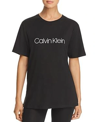 Shop Calvin Klein Monogram Lounge Short Sleeve Crew Tee In Black