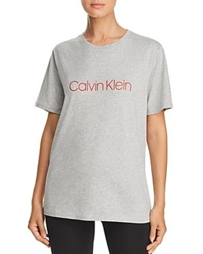 Shop Calvin Klein Monogram Lounge Short Sleeve Crew Tee In Heather Gray