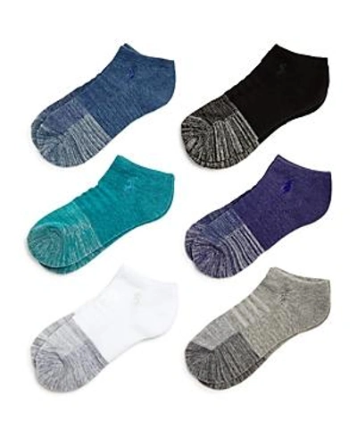 Shop Ralph Lauren Polo  Random Feed Colorblock Ankle Socks, Set Of 6 In Gray Assorted