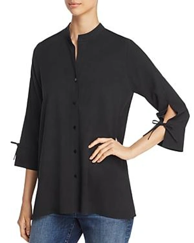 Shop Eileen Fisher Silk Tie-sleeve Top In Black