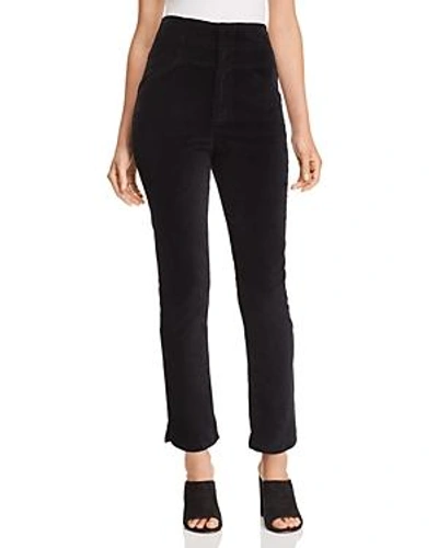 Shop Rebecca Taylor Velveteen Straight-leg Pants In Black