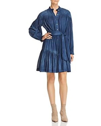 Shop Rebecca Taylor La Vie  Long-sleeve Tissue-denim Dress In Giverny Wash