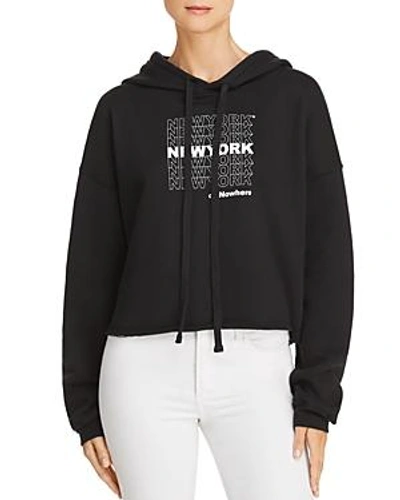 Shop Knowlita Ny Thank You Cropped Hooded Sweatshirt In Black