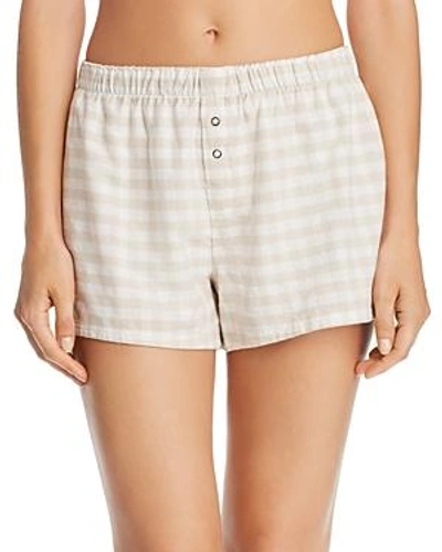 Shop Pj Salvage Lazy Days Gingham Cotton Twill Pj Shorts In Champagne