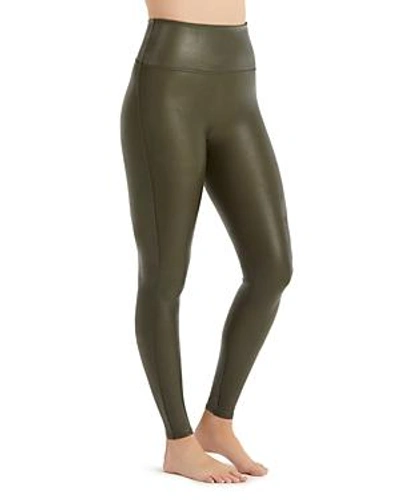 Shop Spanx Faux Leather Leggings In Deep Olive
