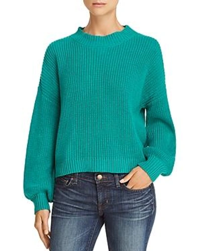 Shop Honey Punch Balloon-sleeve Sweater In Green
