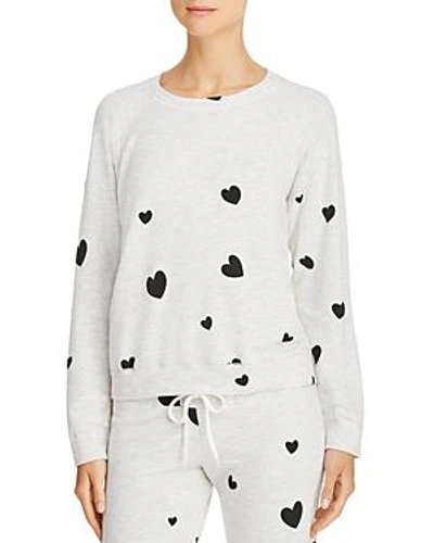 Shop Monrow Heart-print Sweatshirt In Ash