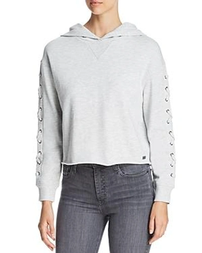 Shop Marc New York Performance Lace-up Cropped Hoodie In Optic Heather