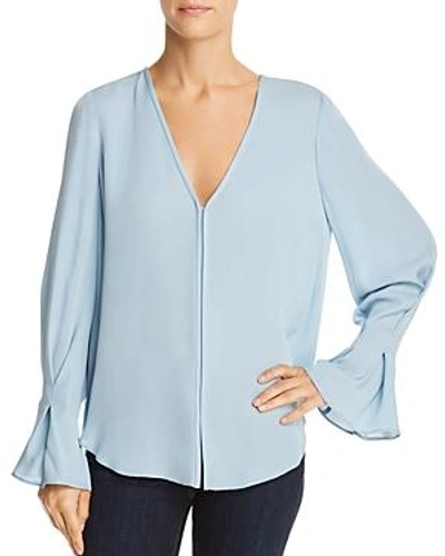 Shop Joie Latacia Bell-sleeve Silk Top In Robins Egg