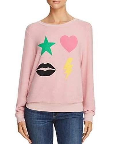 Shop Wildfox Powericon Graphic Sweatshirt - 100% Exclusive In Taupe Rose