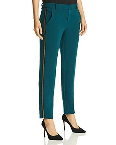 Shop Mkt Studio Principal Metallic-stripe Ankle Pants In Emerald