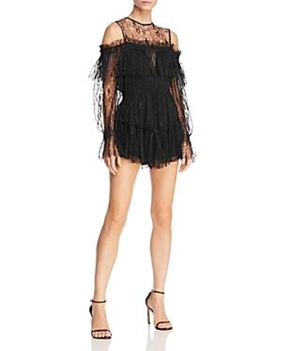 Shop Alice Mccall In A Million Cold-shoulder Lace Romper In Black