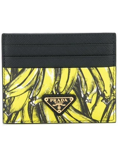 Shop Prada Banana Print Cardholder - Yellow In Yellow & Orange