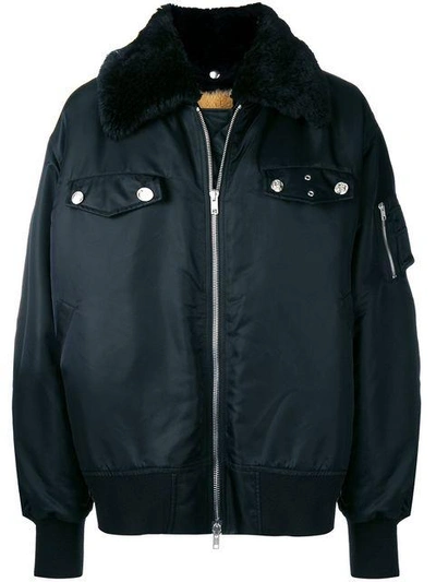 Shop Calvin Klein 205w39nyc Oversized Fur-lined Jacket - Black