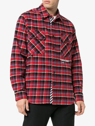 Shop Off-white "check Shirt" Printed Check Cotton Flannel Shirt - Red