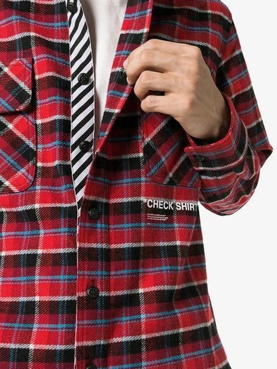 Shop Off-white "check Shirt" Printed Check Cotton Flannel Shirt - Red