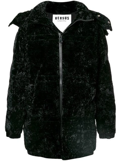 Shop Versus Hooded Padded Coat In Black