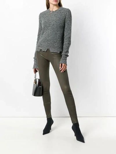 Shop Sprwmn Stretch Leather Trousers In Green