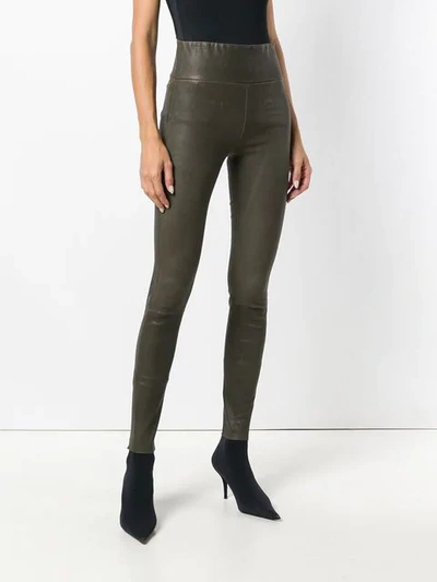 Shop Sprwmn Stretch Leather Trousers In Green
