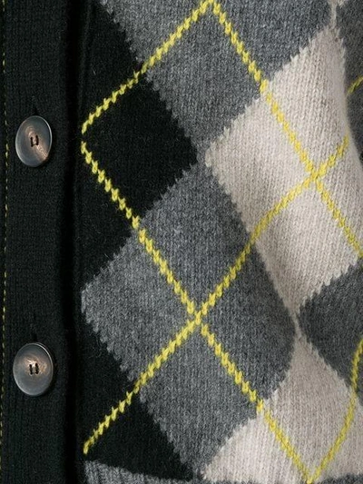 Shop Pringle Of Scotland Argyle Knit Cardigan - Grey