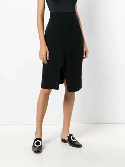Shop Pringle Of Scotland Asymmetric Knit Skirt - Black