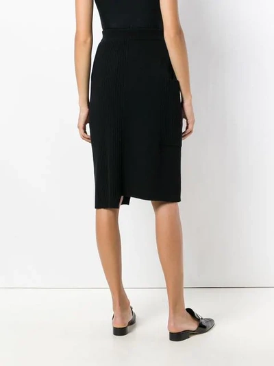 Shop Pringle Of Scotland Asymmetric Knit Skirt - Black