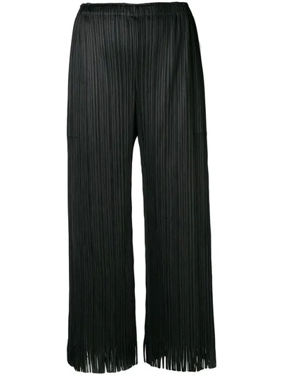 Shop Issey Miyake Pleats Please By  Cropped Pleated Trousers - Black