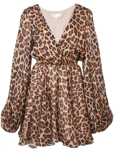 Shop Caroline Constas Leopard Print Dress In Brown