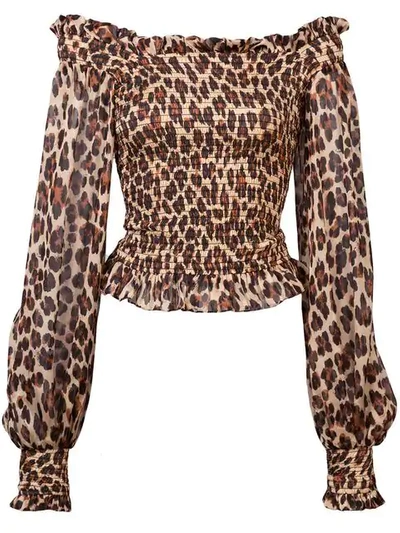 Shop Caroline Constas Leopard Print Blouse - Brown