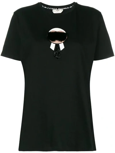 Shop Fendi Karlito-appliqué T-shirt - Black
